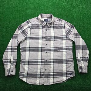American Eagle Flannel Shirt Mens XL Gray Plaid Button Up Long Sleeve Outdoors‎